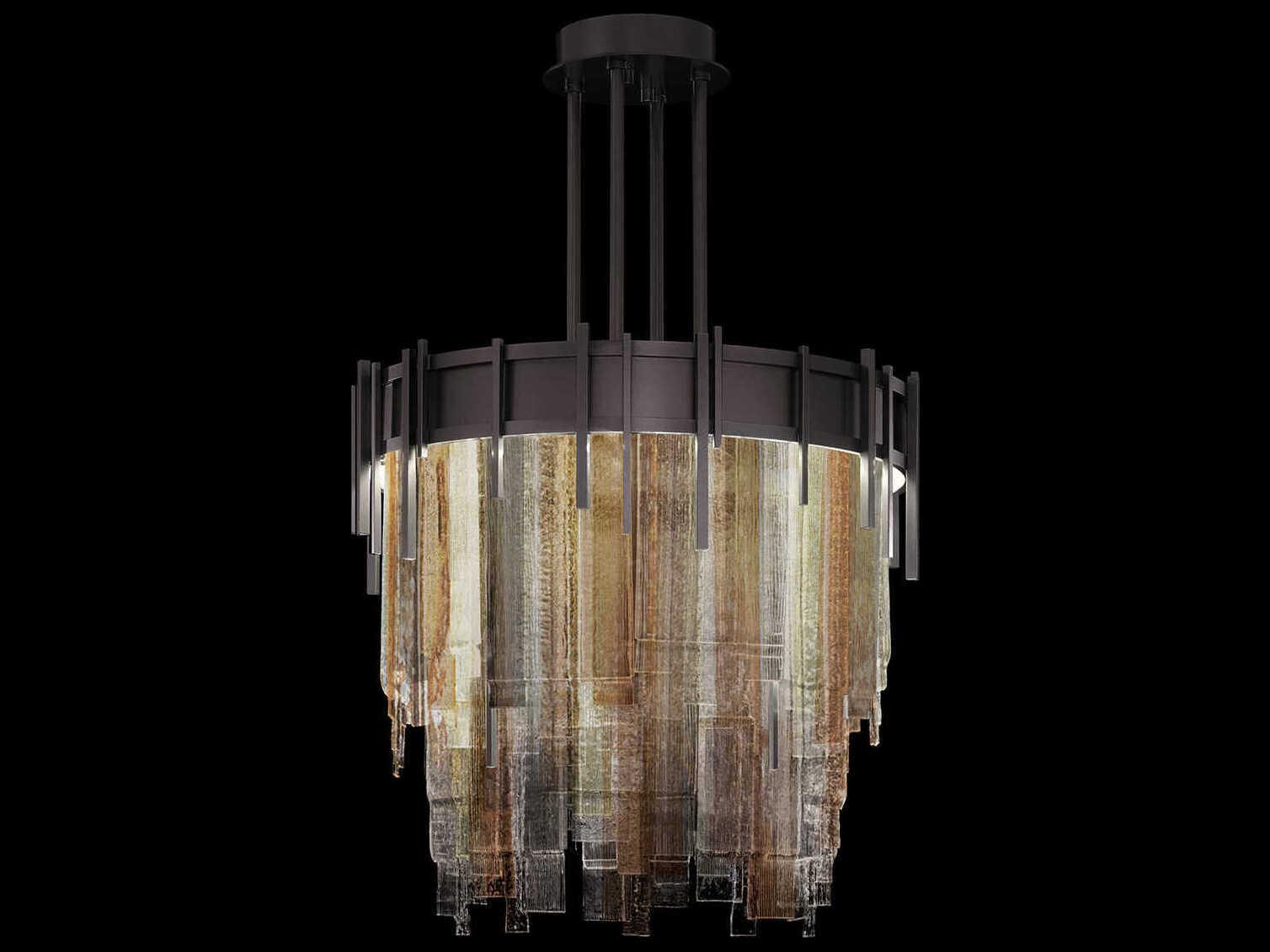 Fine Art Handcrafted Lighting Arpeggio 10-Light Midnight Steel Black Round Pendant