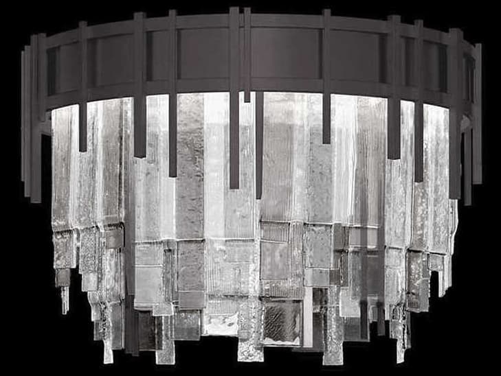 Fine Art Handcrafted Lighting Arpeggio 10-Light Midnight Steel Black Round Flush Mount