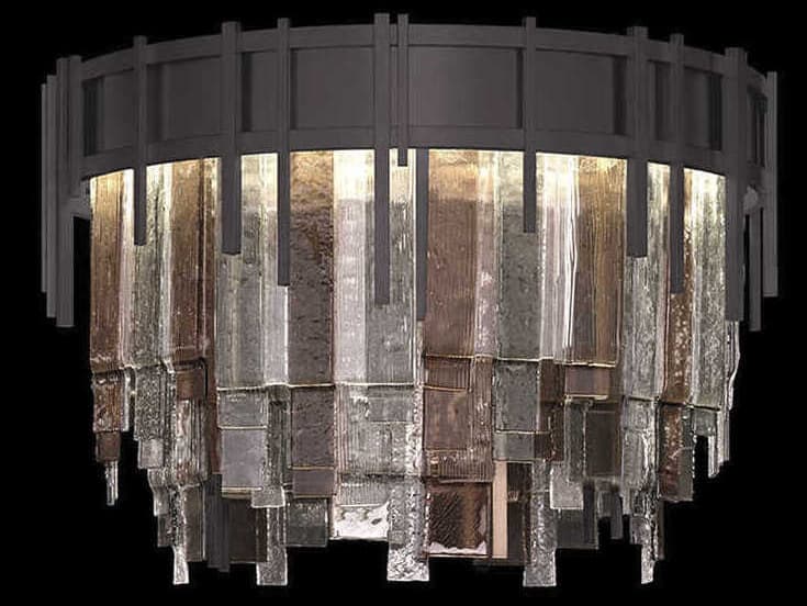 Fine Art Handcrafted Lighting Arpeggio 10-Light Midnight Steel Black Round Flush Mount