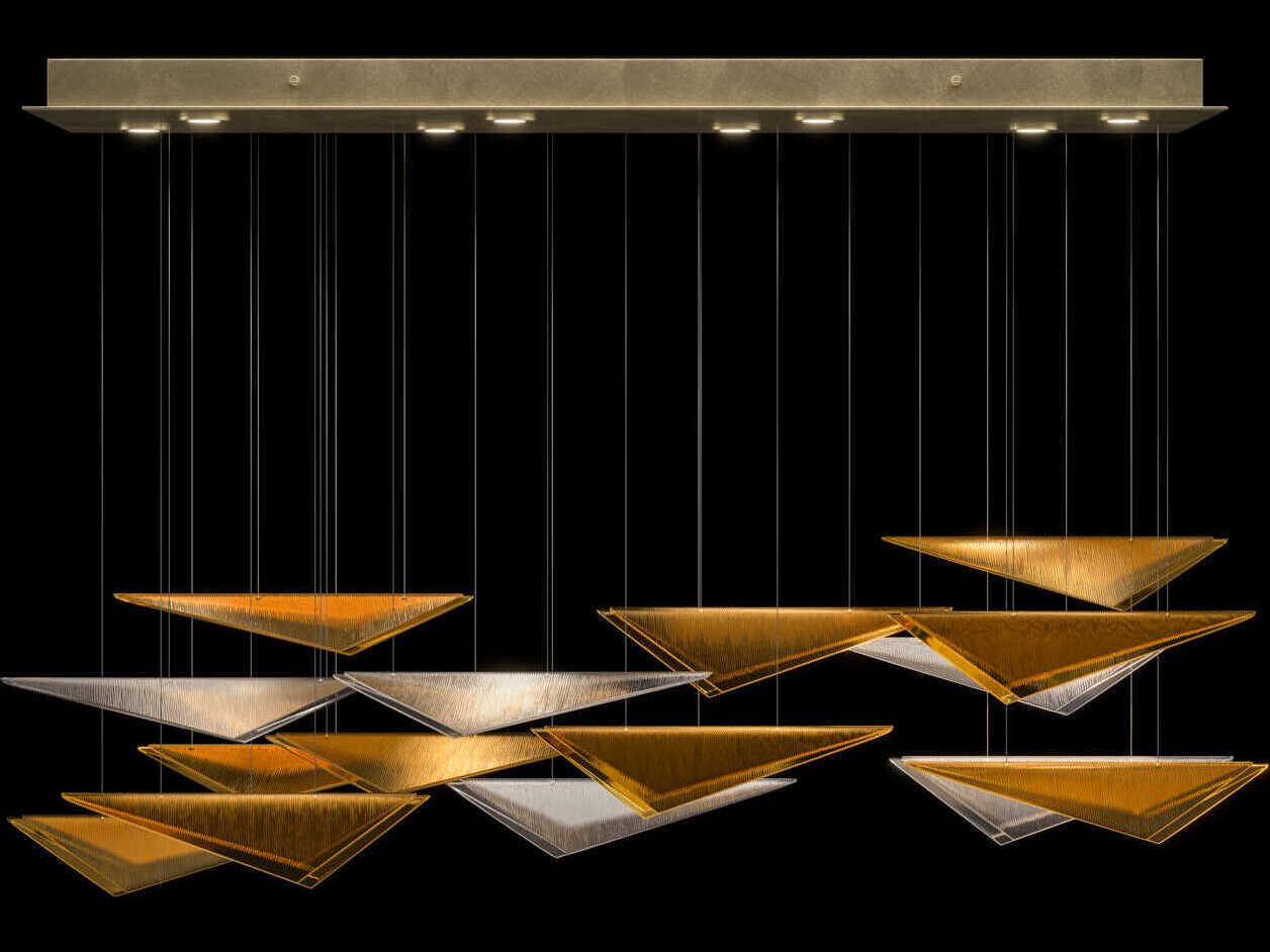 Fine Art Handcrafted Lighting Volo 8-Light Soft Gold Linear Island Pendant