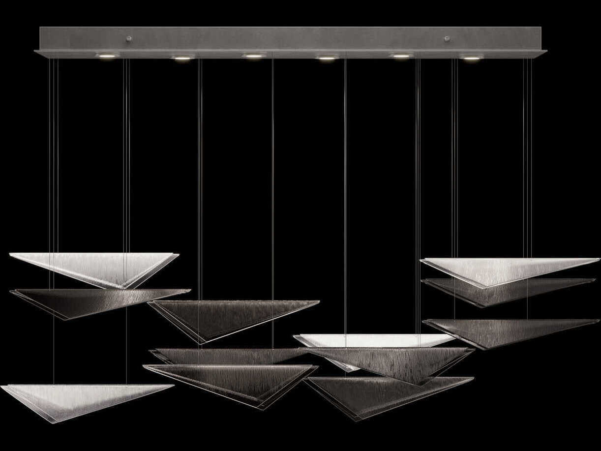 Fine Art Handcrafted Lighting Volo 6-Light Silver Linear Island Pendant