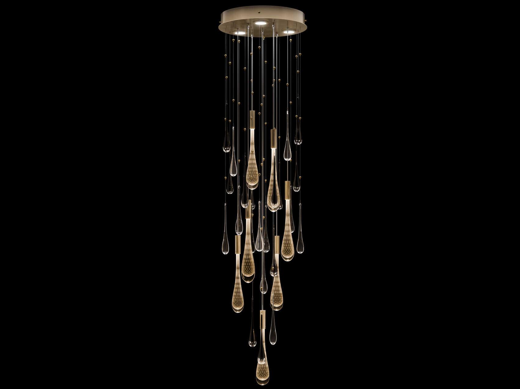 Fine Art Handcrafted Lighting Rain 3-Light Ombre Bronze Pendant
