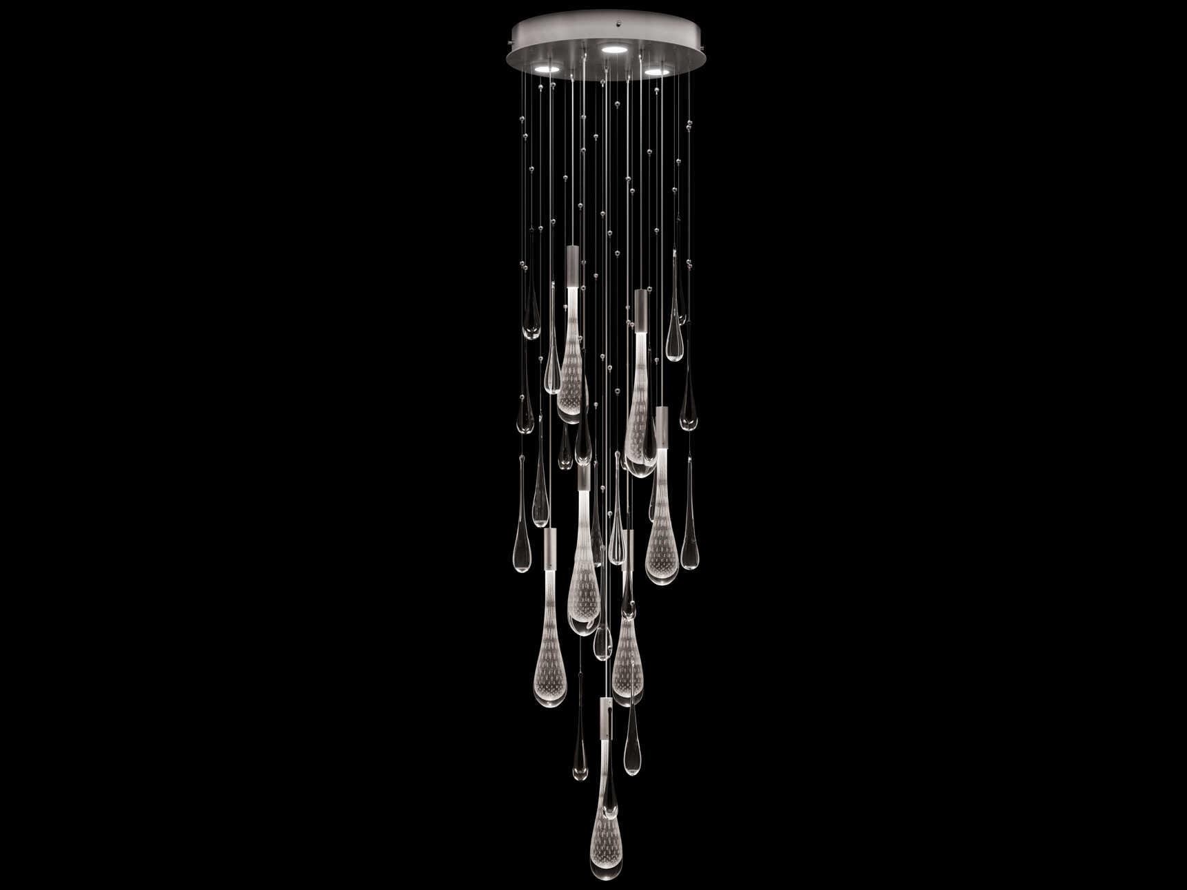 Fine Art Handcrafted Lighting Rain 3-Light Ombre Silver Pendant