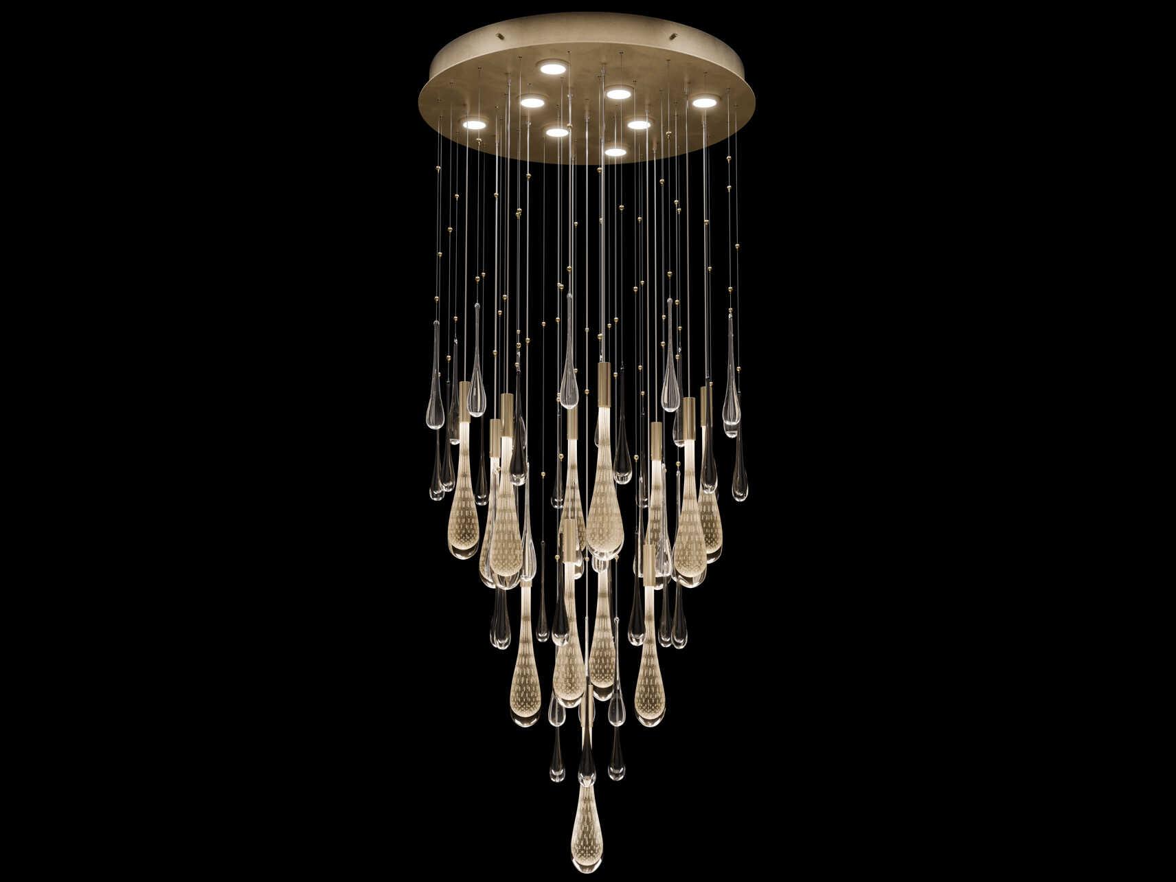 Fine Art Handcrafted Lighting Rain 8-Light Ombre Bronze Pendant
