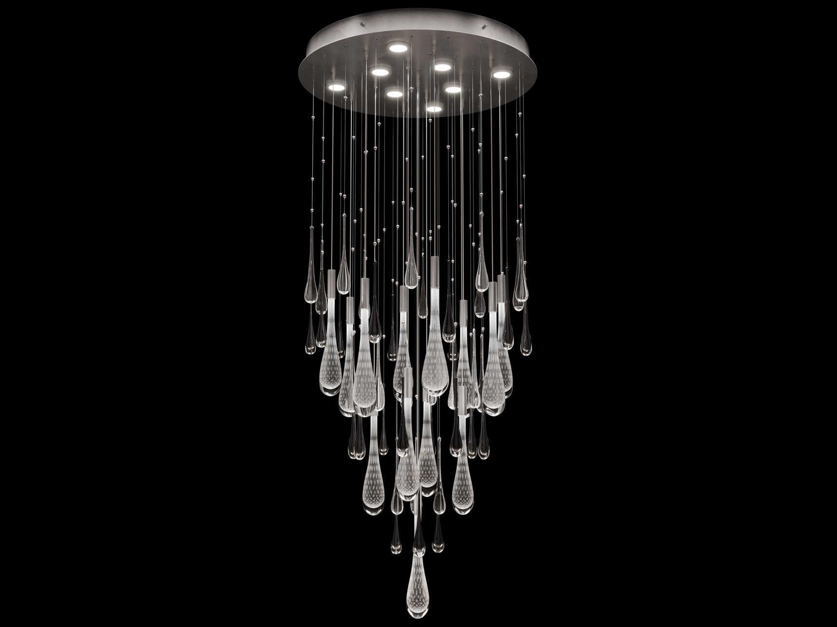 Fine Art Handcrafted Lighting Rain 8-Light Ombre Silver Pendant