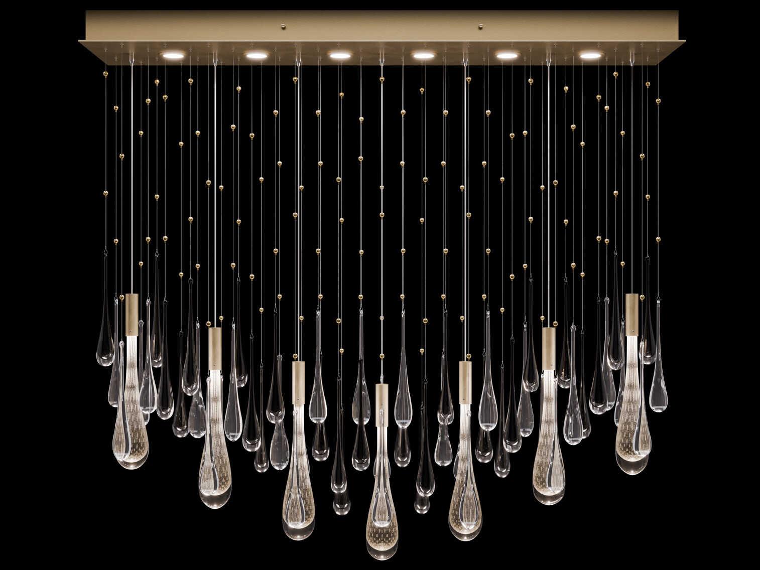 Fine Art Handcrafted Lighting Rain 6-Light Ombre Silver Bronze Island Pendant