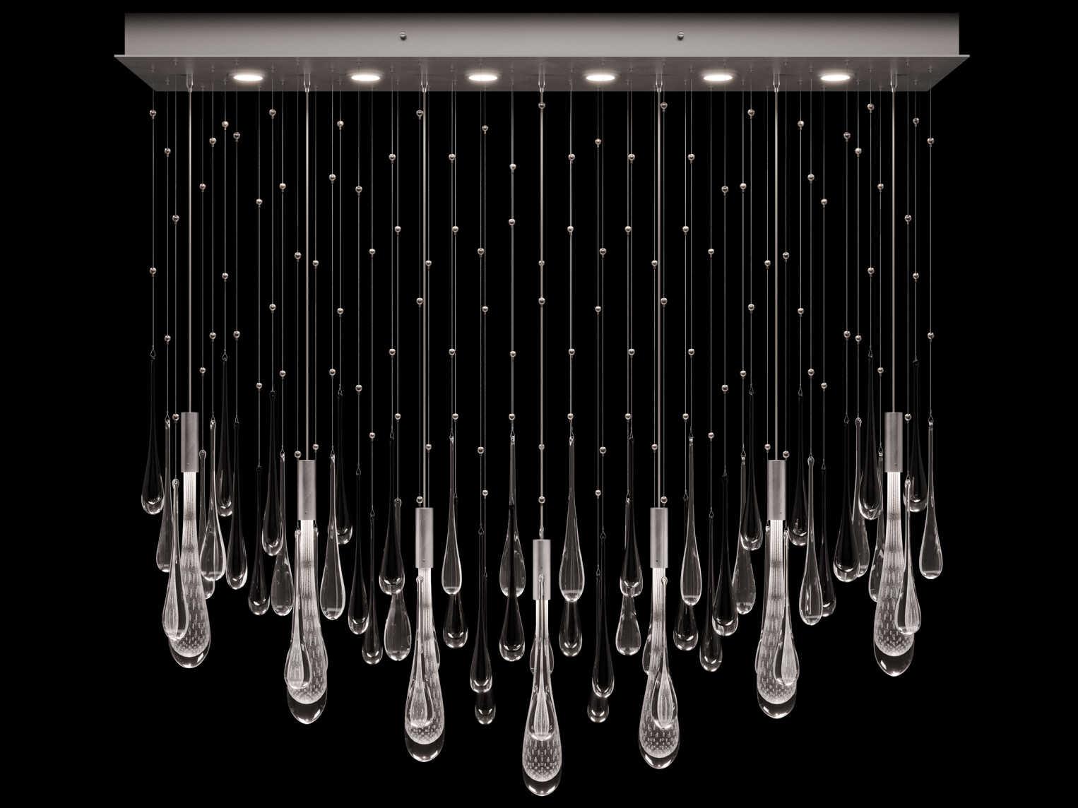 Fine Art Handcrafted Lighting Rain 6-Light Ombre Bronze Silver Island Pendant