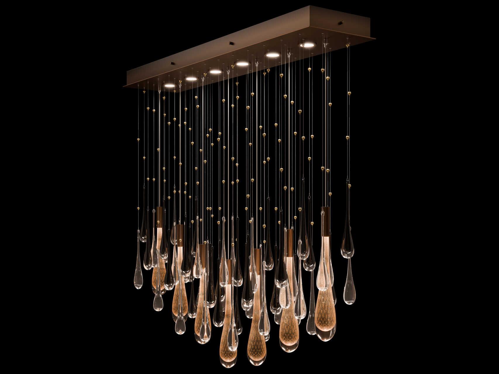 Fine Art Handcrafted Lighting Rain 6-Light Ombre Copper Gold Island Pendant