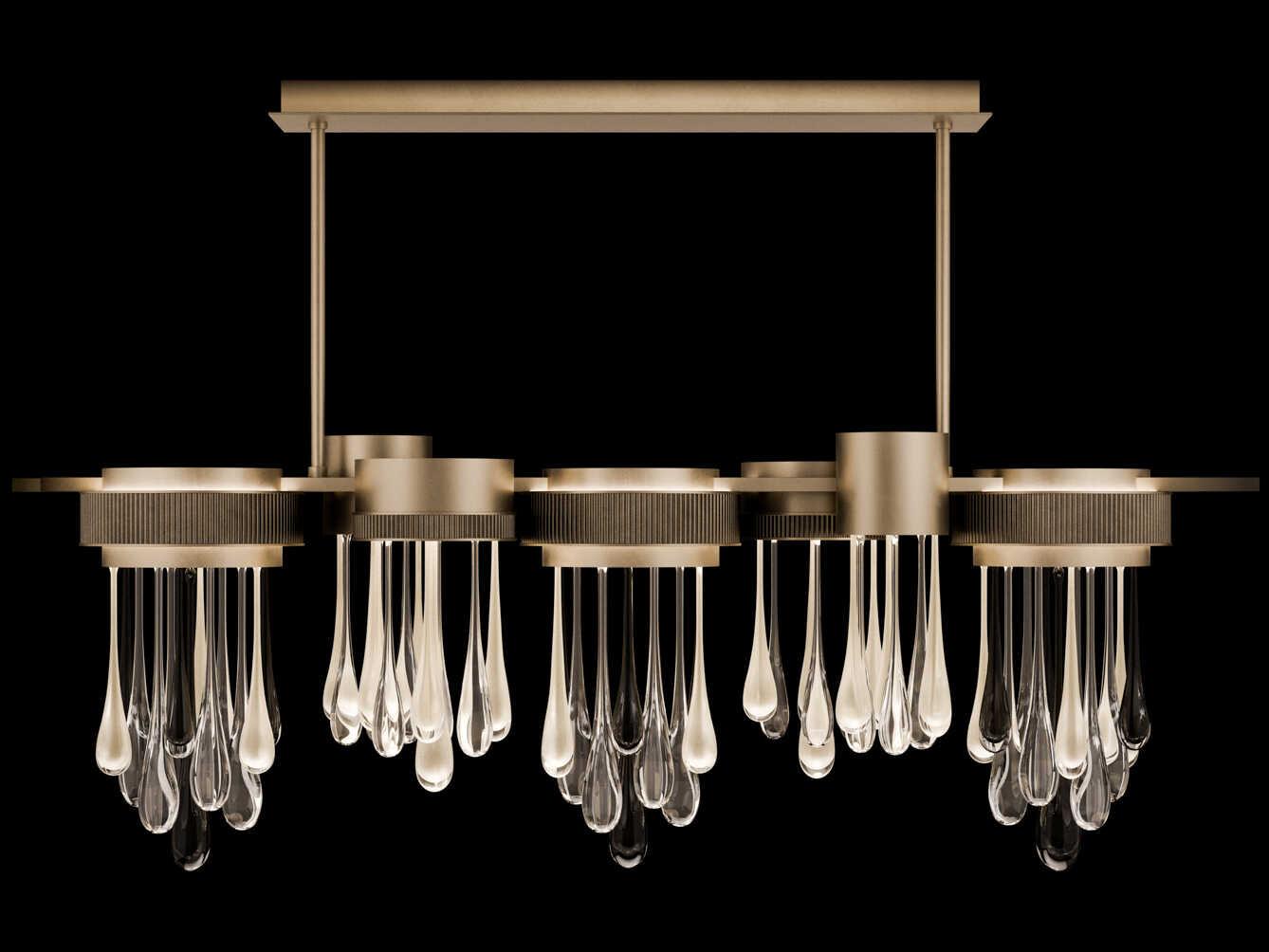 Fine Art Handcrafted Lighting Rain Ombre Bronze Island Pendant