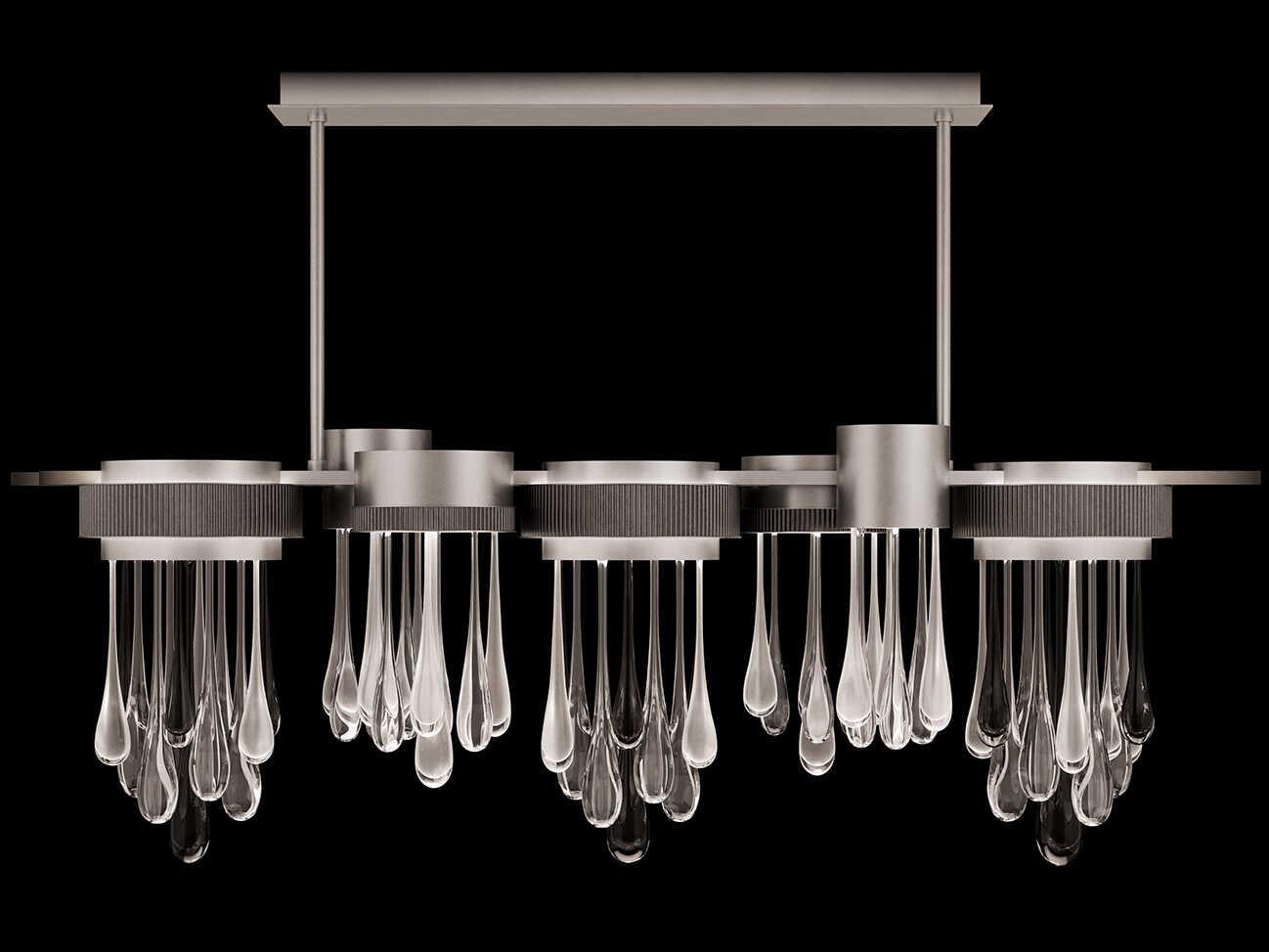 Fine Art Handcrafted Lighting Rain Ombre Silver Island Pendant