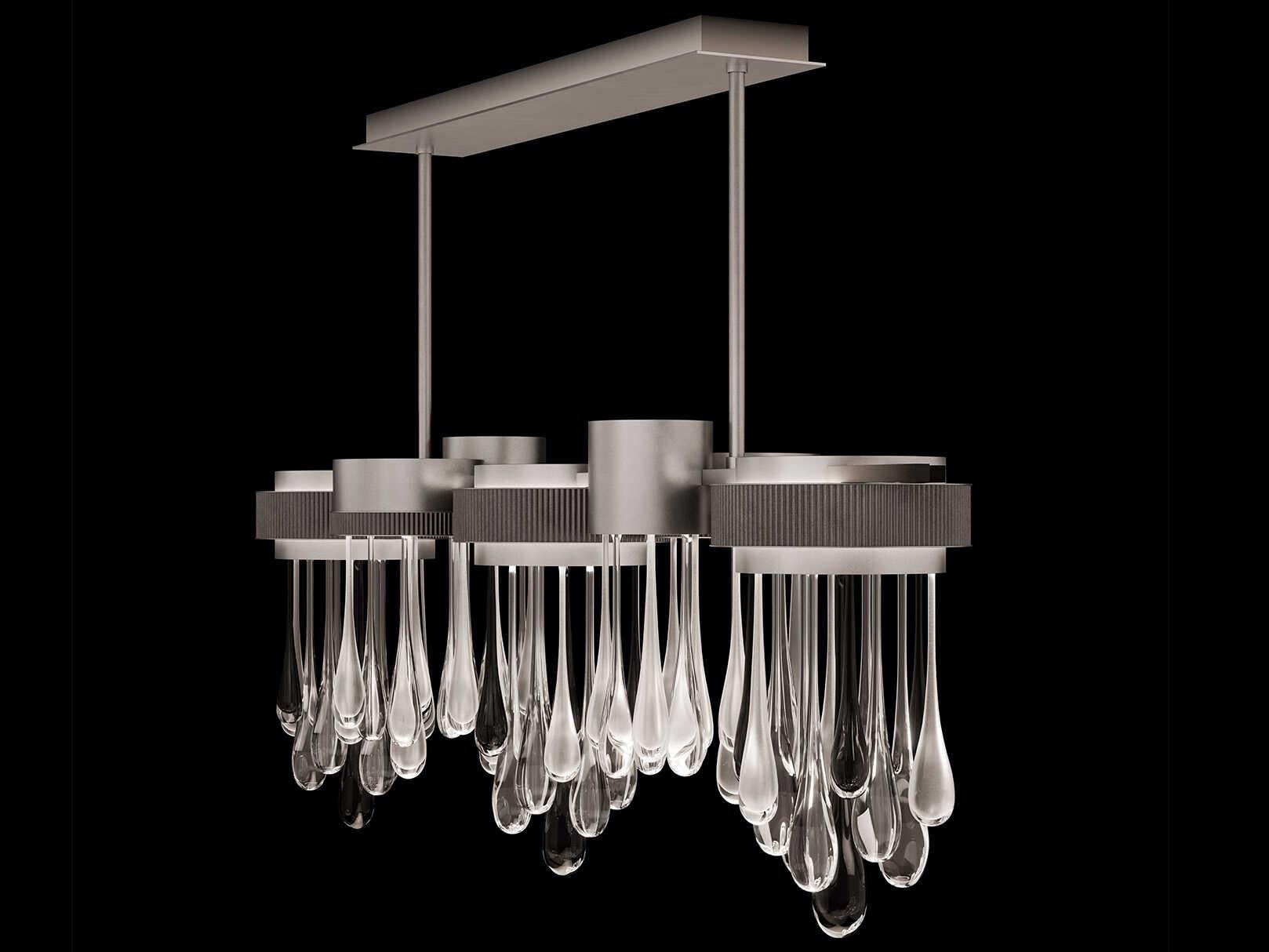 Fine Art Handcrafted Lighting Rain Ombre Silver Island Pendant