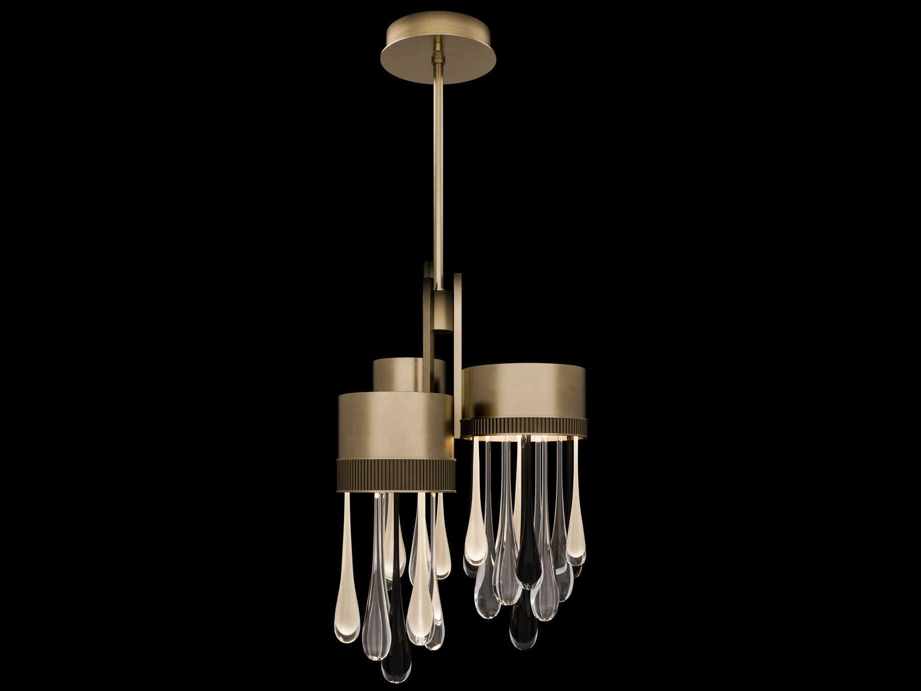 Fine Art Handcrafted Lighting Rain Ombre Bronze Tiered Pendant