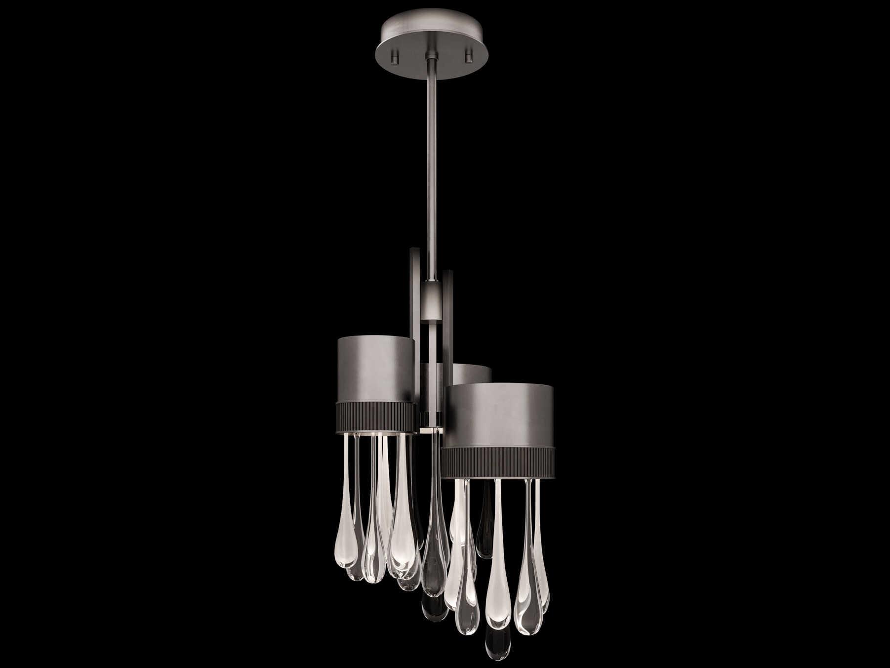 Fine Art Handcrafted Lighting Rain Ombre Silver Nickel Tiered Pendant