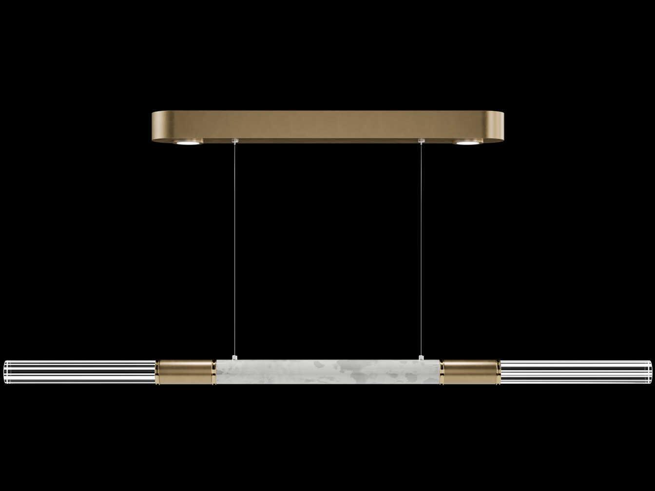 Fine Art Handcrafted Lighting Antonia 4-Light Gold Leaf Linear Island Pendant