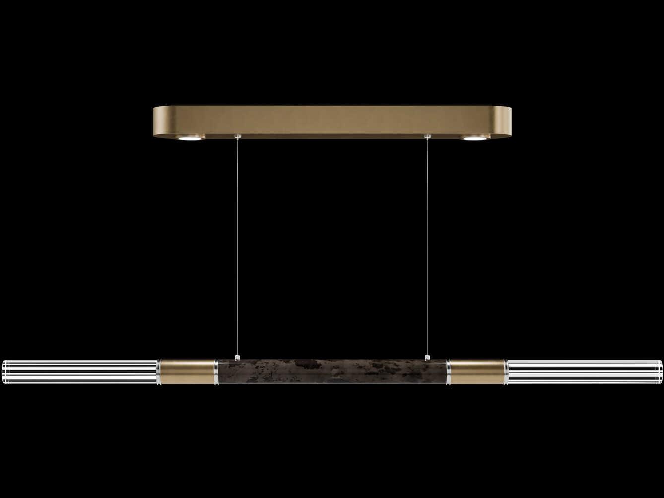 Fine Art Handcrafted Lighting Antonia 4-Light Gold Leaf Linear Island Pendant