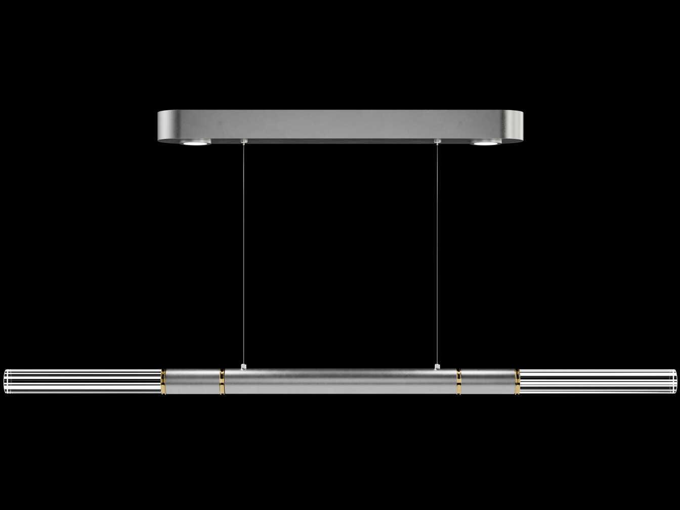 Fine Art Handcrafted Lighting Antonia 4-Light Silver Leaf Linear Island Pendant