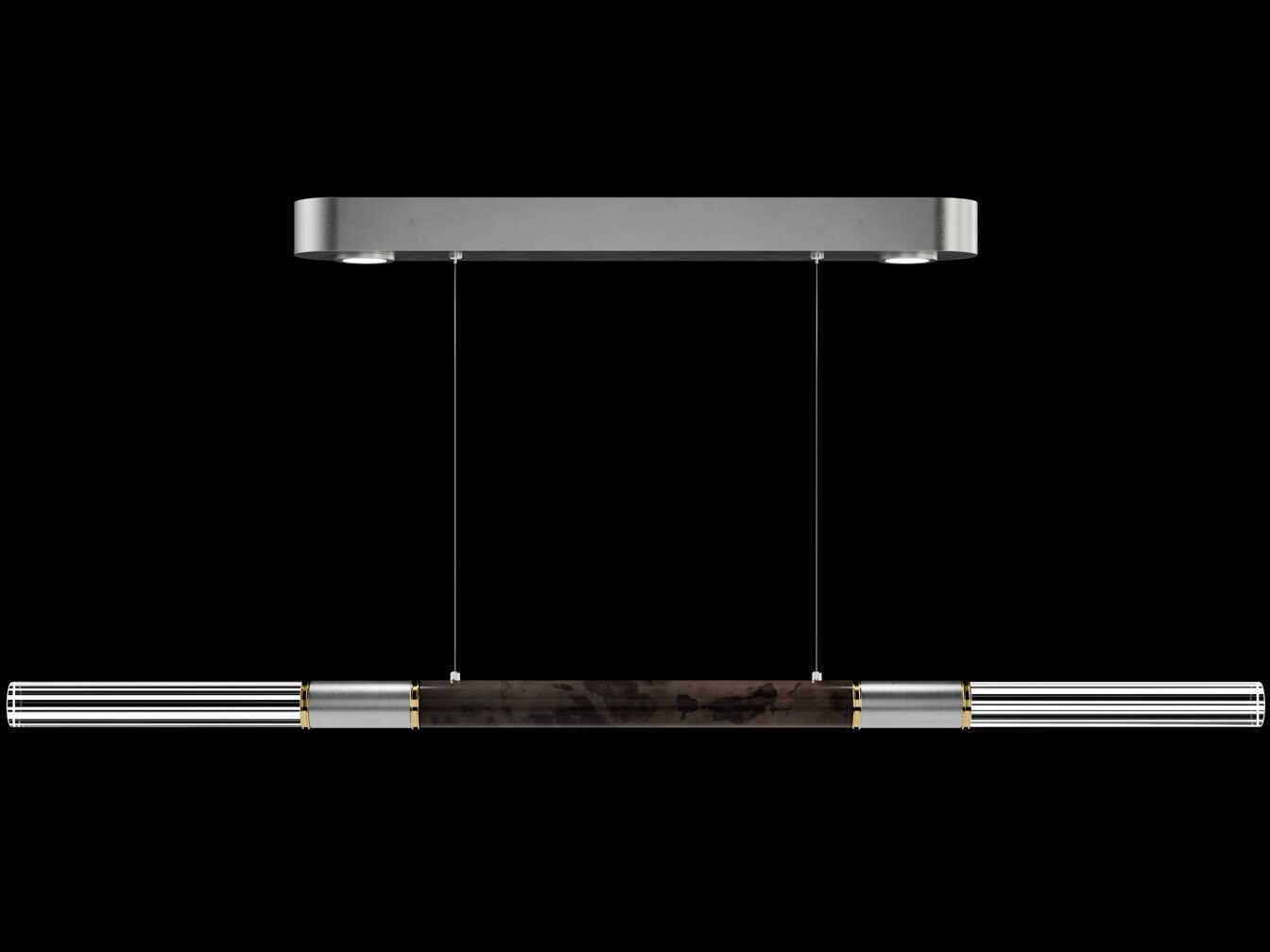 Fine Art Handcrafted Lighting Antonia 4-Light Silver Leaf Linear Island Pendant