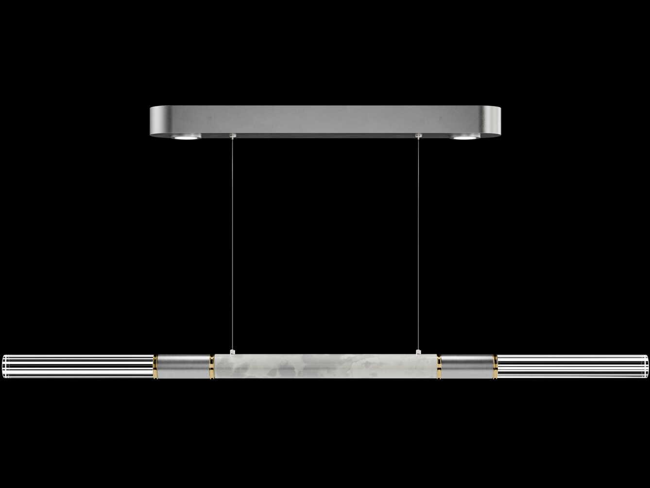 Fine Art Handcrafted Lighting Antonia 4-Light Silver Leaf Linear Island Pendant