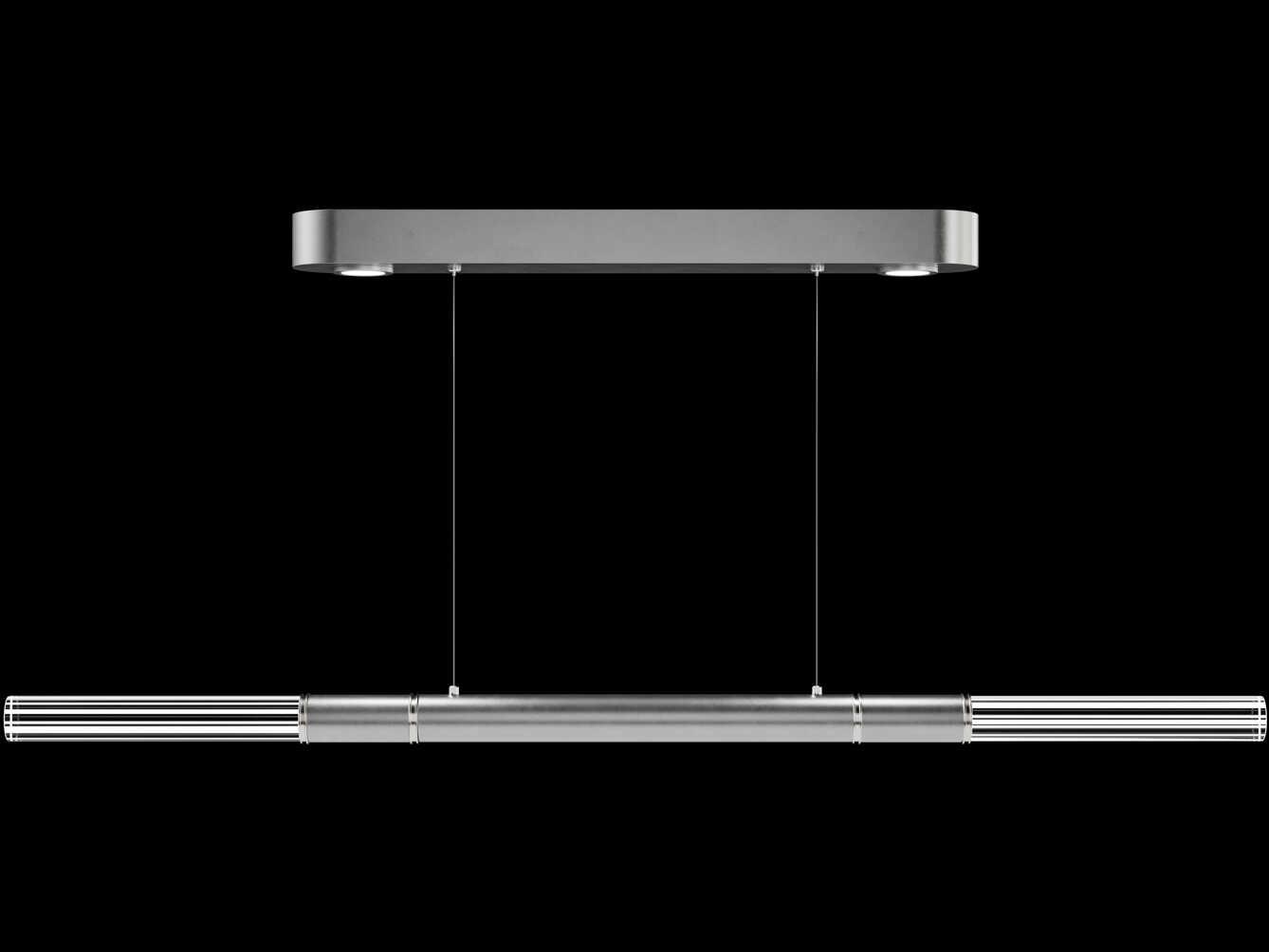 Fine Art Handcrafted Lighting Antonia 4-Light Silver Leaf Linear Island Pendant