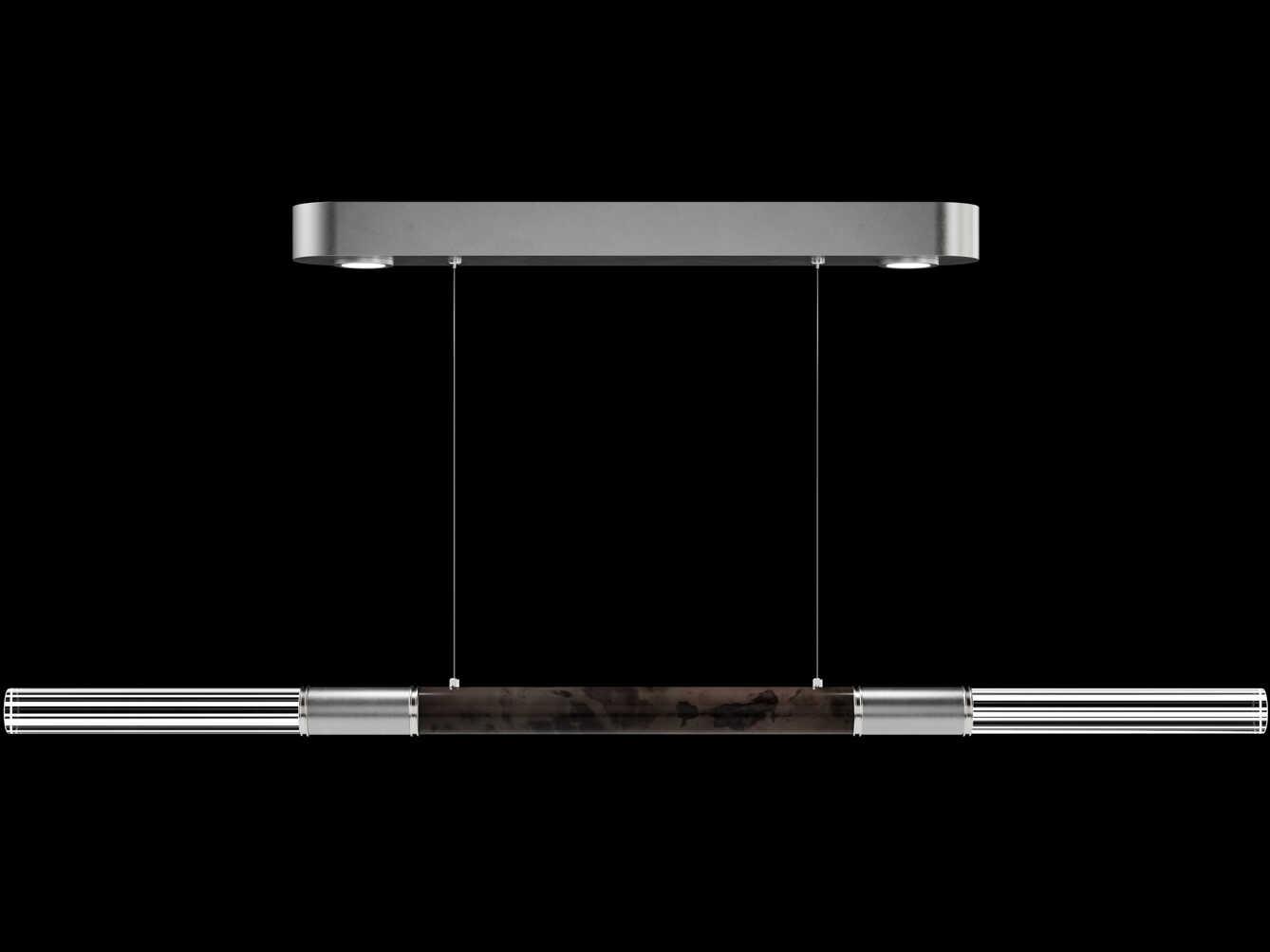 Fine Art Handcrafted Lighting Antonia 4-Light Silver Leaf Linear Island Pendant