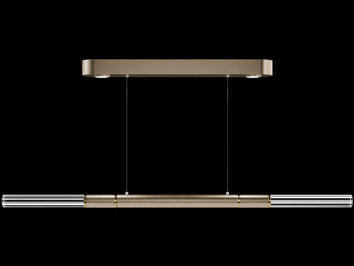 Fine Art Handcrafted Lighting Antonia 4-Light Soft Gold Leaf Linear Island Pendant