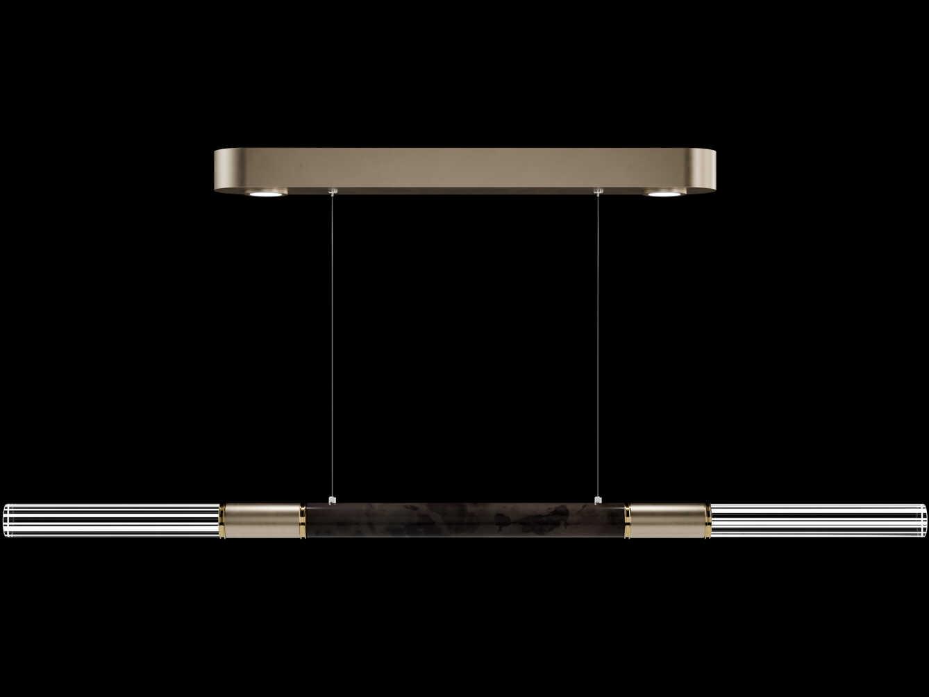 Fine Art Handcrafted Lighting Antonia 4-Light Soft Gold Leaf Linear Island Pendant