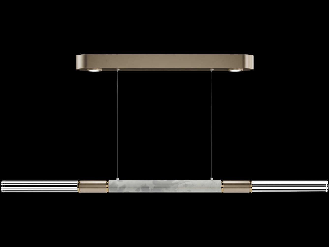 Fine Art Handcrafted Lighting Antonia 4-Light Soft Gold Leaf Linear Island Pendant