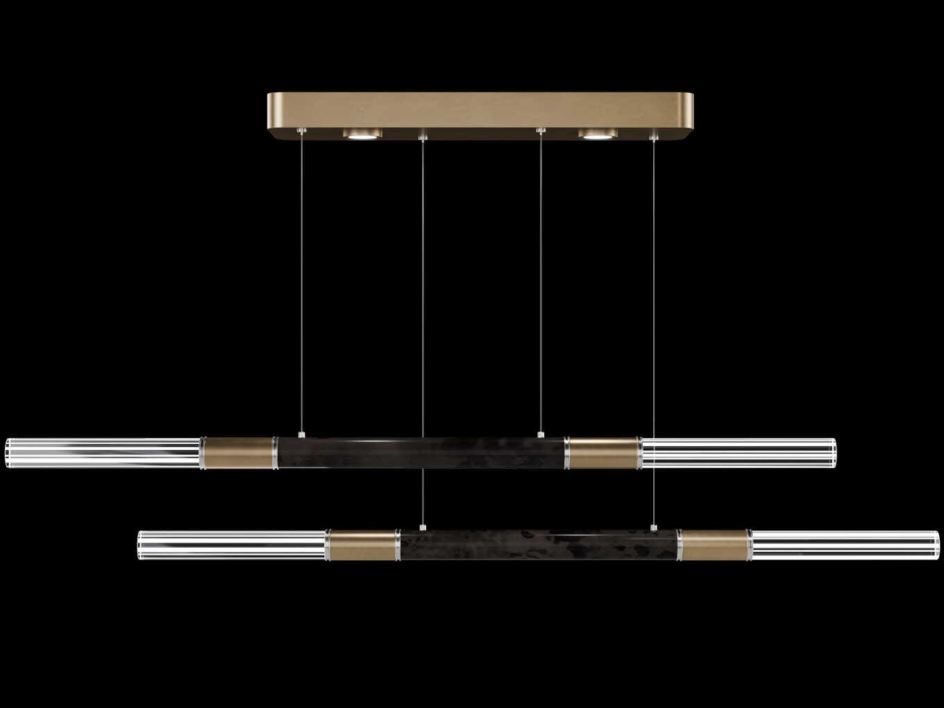 Fine Art Handcrafted Lighting Antonia 6-Light Gold Leaf Linear Island Pendant