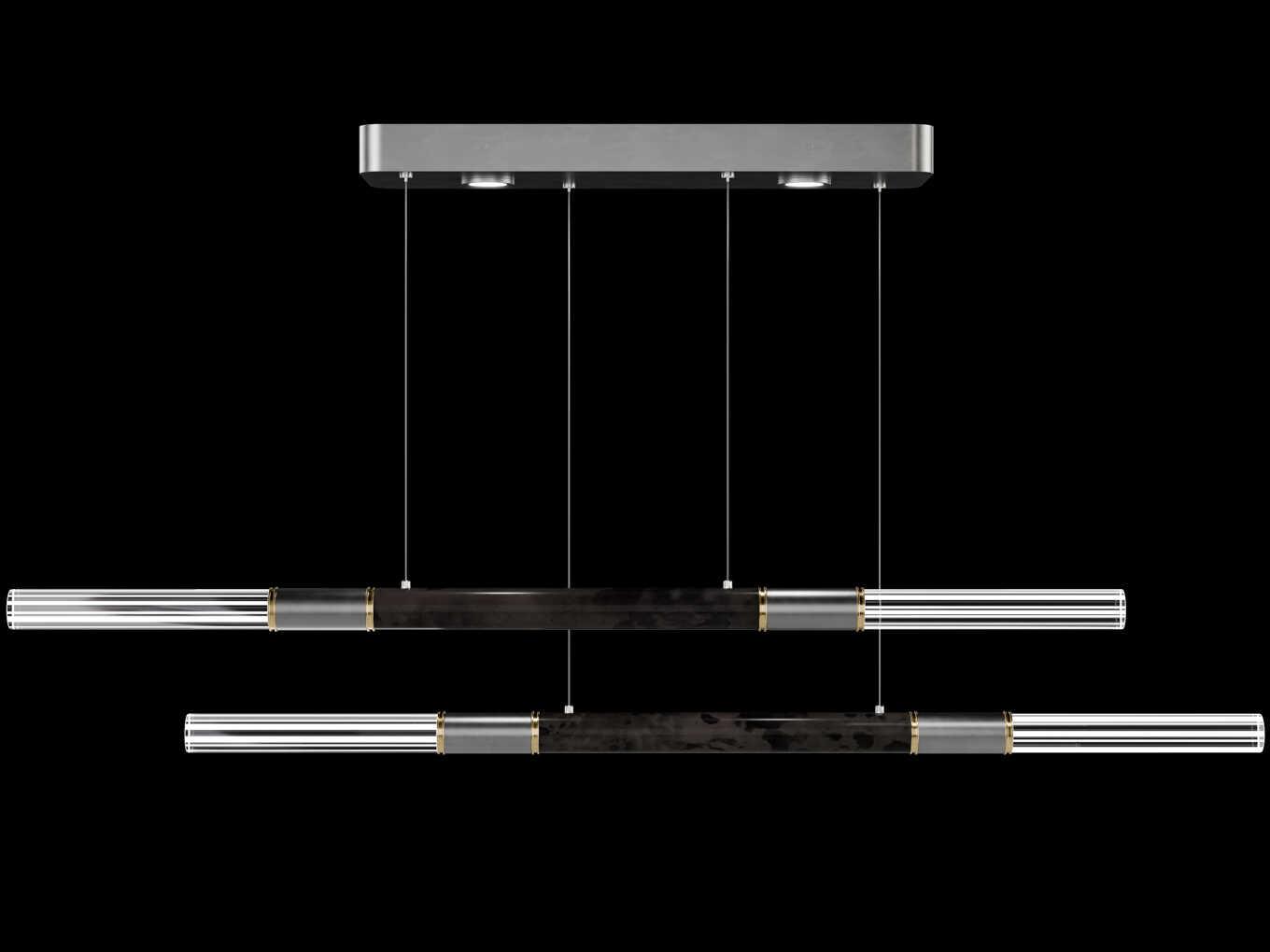 Fine Art Handcrafted Lighting Antonia 6-Light Silver Leaf Linear Island Pendant