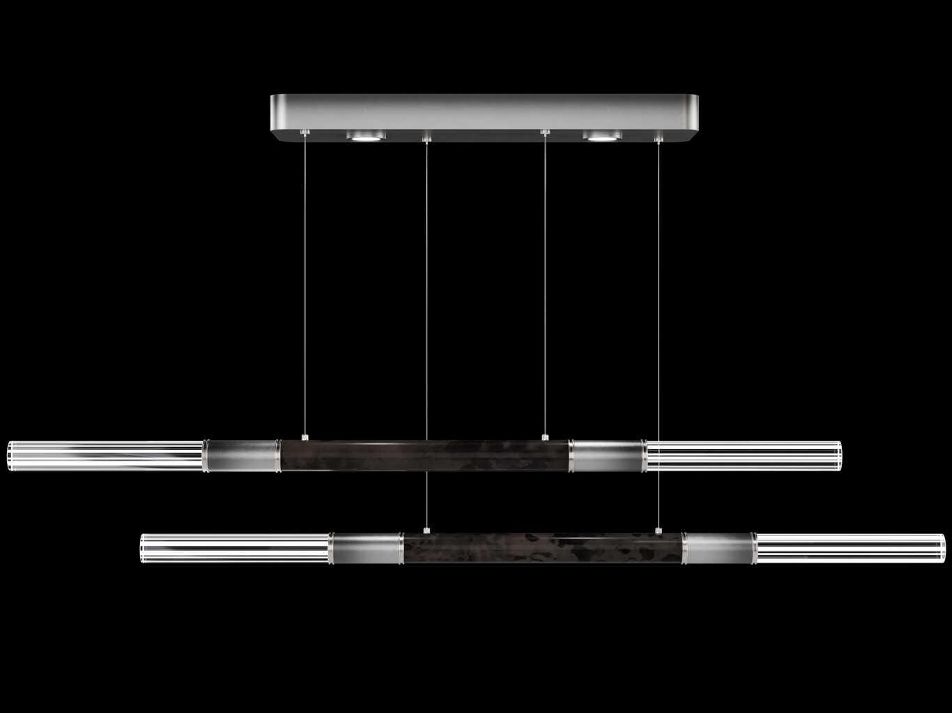 Fine Art Handcrafted Lighting Antonia 6-Light Ombre Silver Chrome Linear Island Pendant