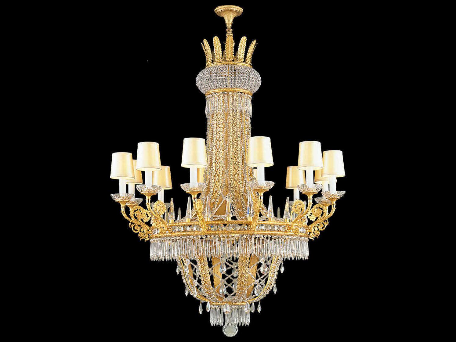 Fine Art Handcrafted Lighting Mariner Luxury 12-Light Antique Gold Plated Traditional Candelabra Chandelier