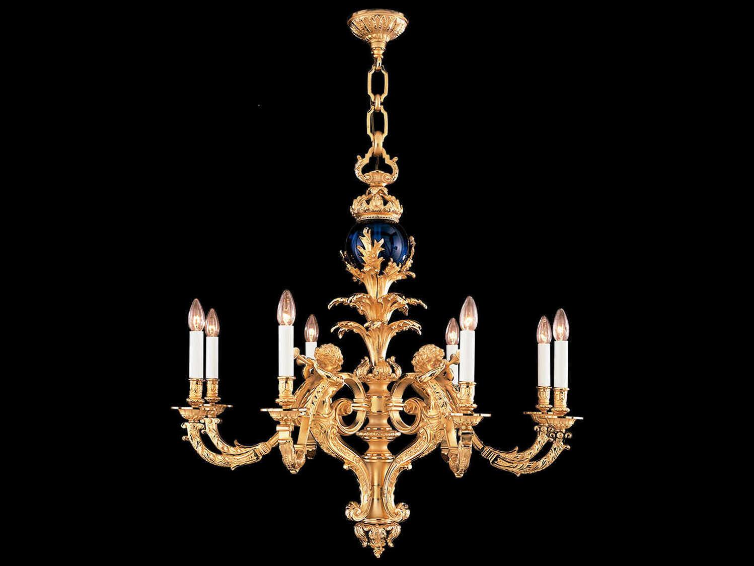 Fine Art Handcrafted Lighting Mariner Luxury 8-Light Antique Gold Plated Traditional Candelabra Chandelier