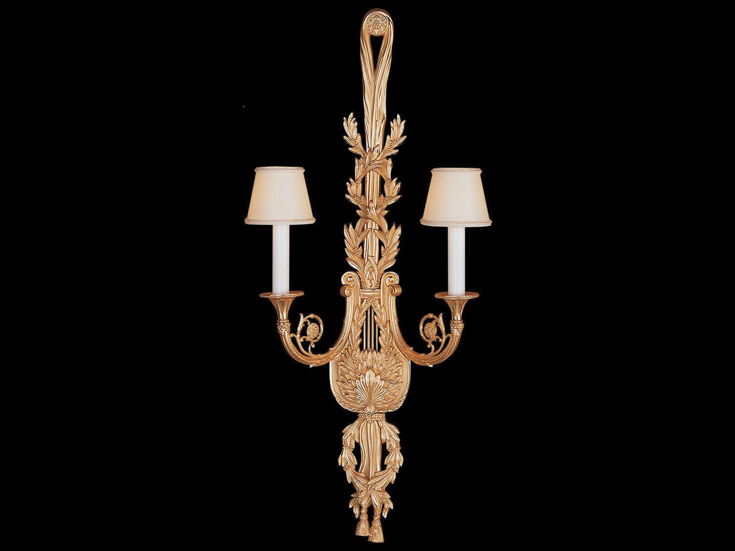 Fine Art Handcrafted Lighting Mariner Luxury 2-Light Antique Gold Plated Traditional Wall Sconce
