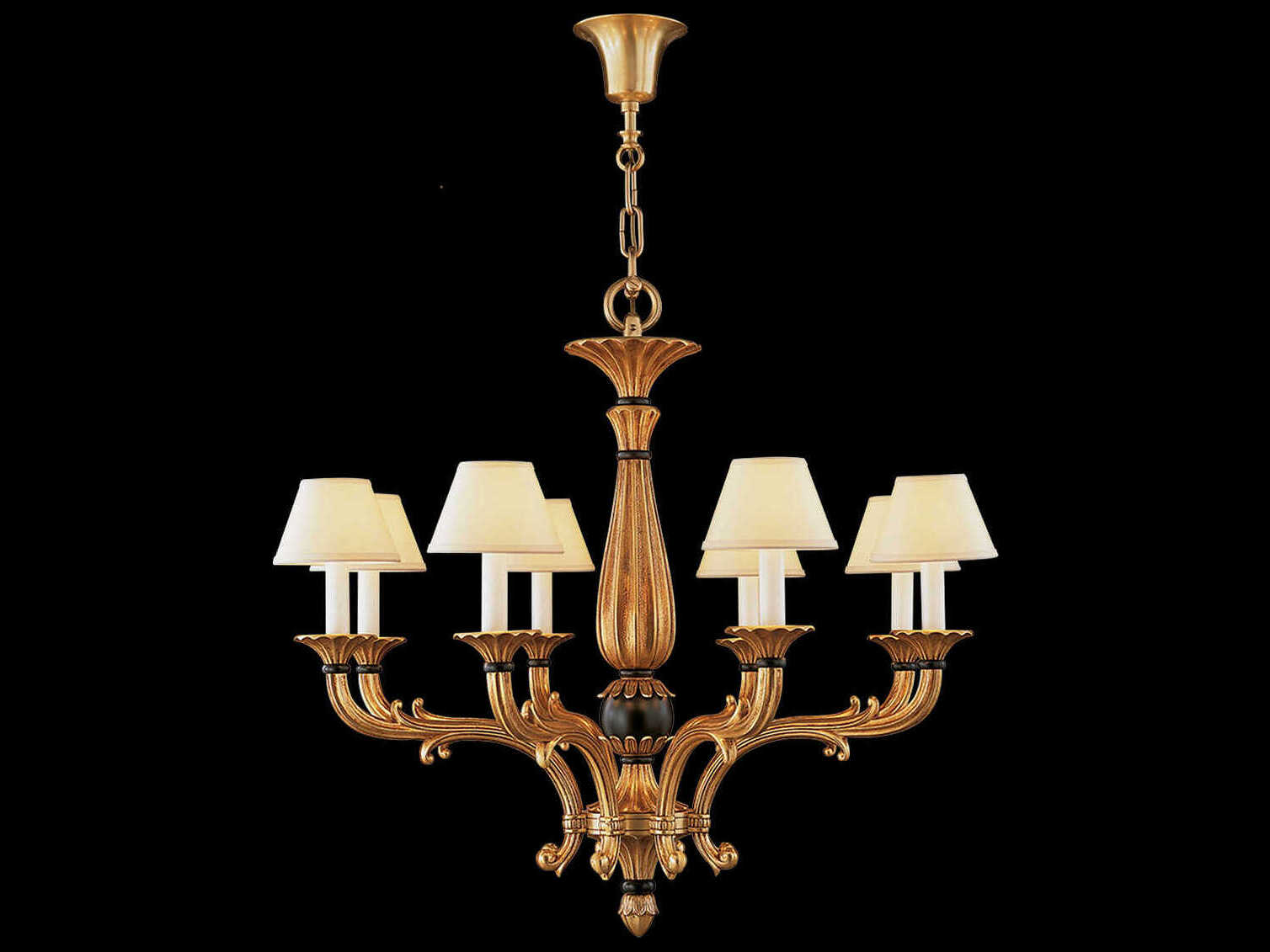Fine Art Handcrafted Lighting Mariner Luxury 8-Light French Gold Traditional Candelabra Chandelier