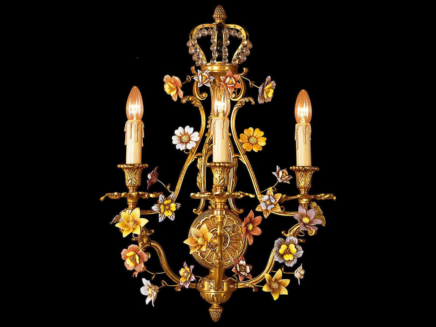 Fine Art Handcrafted Lighting Mariner Luxury 3-Light French Gold Traditional Wall Sconce