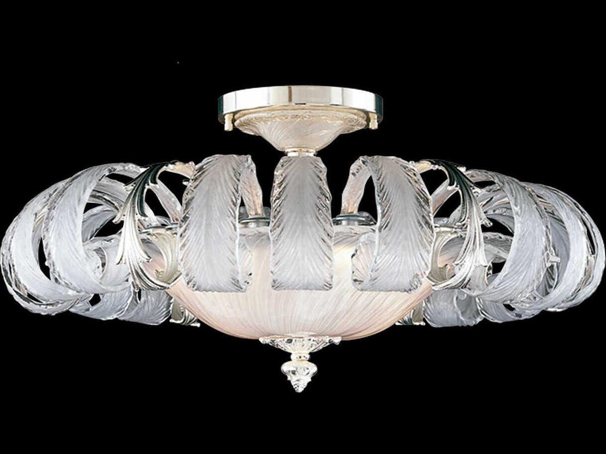 Fine Art Handcrafted Lighting Mariner Luxury 6-Light Antique Silver Plated Traditional Semi Flush Mount