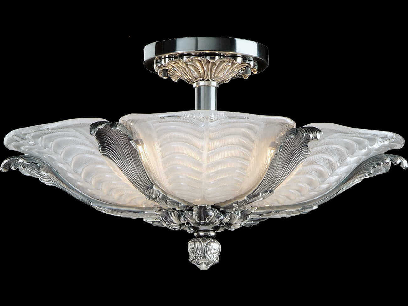 Fine Art Handcrafted Lighting Mariner Luxury 6-Light Old Silver Traditional Bowl Semi Flush Mount
