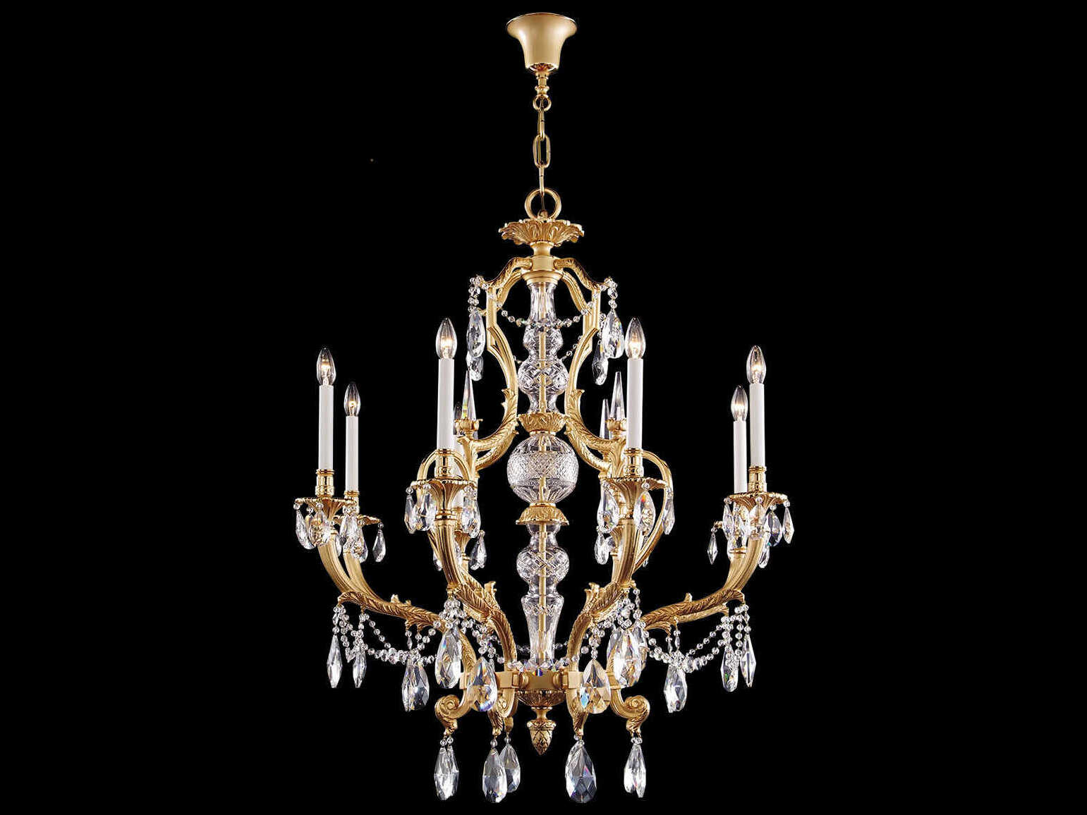 Fine Art Handcrafted Lighting Mariner Luxury 8-Light Antique Gold Plated Traditional Candelabra Chandelier