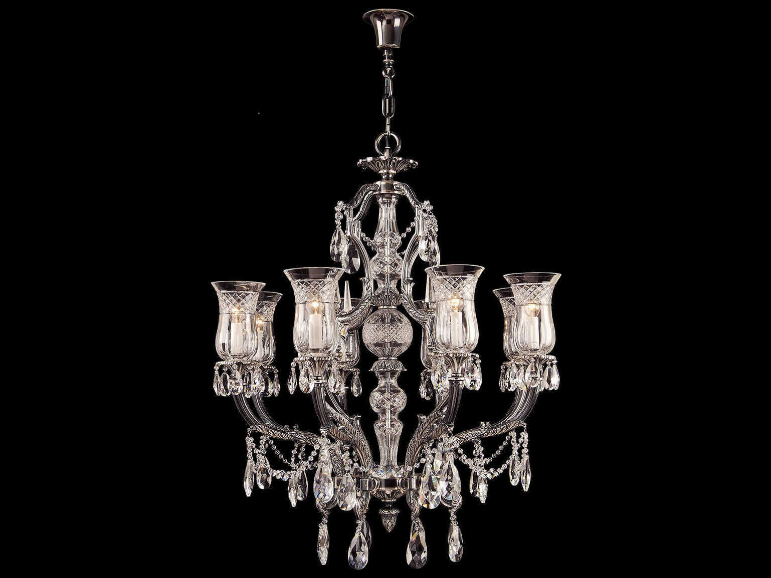 Fine Art Handcrafted Lighting Mariner Luxury 8-Light Old Silver Traditional Candelabra Chandelier