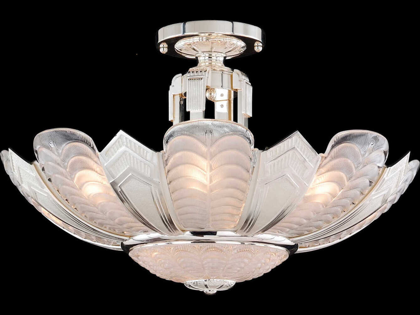 Fine Art Handcrafted Lighting Mariner Luxury 12-Light Antique Silver Plated Bowl Semi Flush Mount