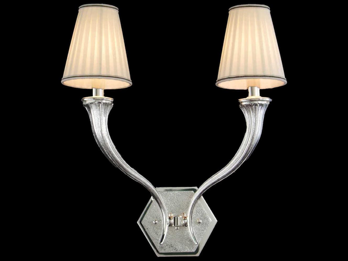 Fine Art Handcrafted Lighting Mariner Luxury 2-Light Antique Silver Plated Traditional Wall Sconce