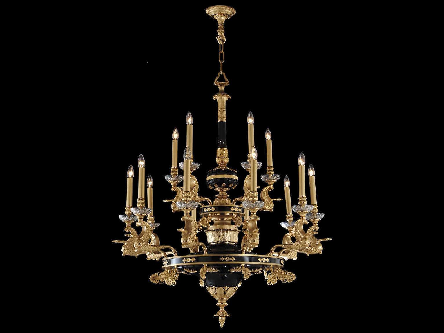 Fine Art Handcrafted Lighting Mariner Luxury 15-Light French Gold Traditional Candelabra Chandelier