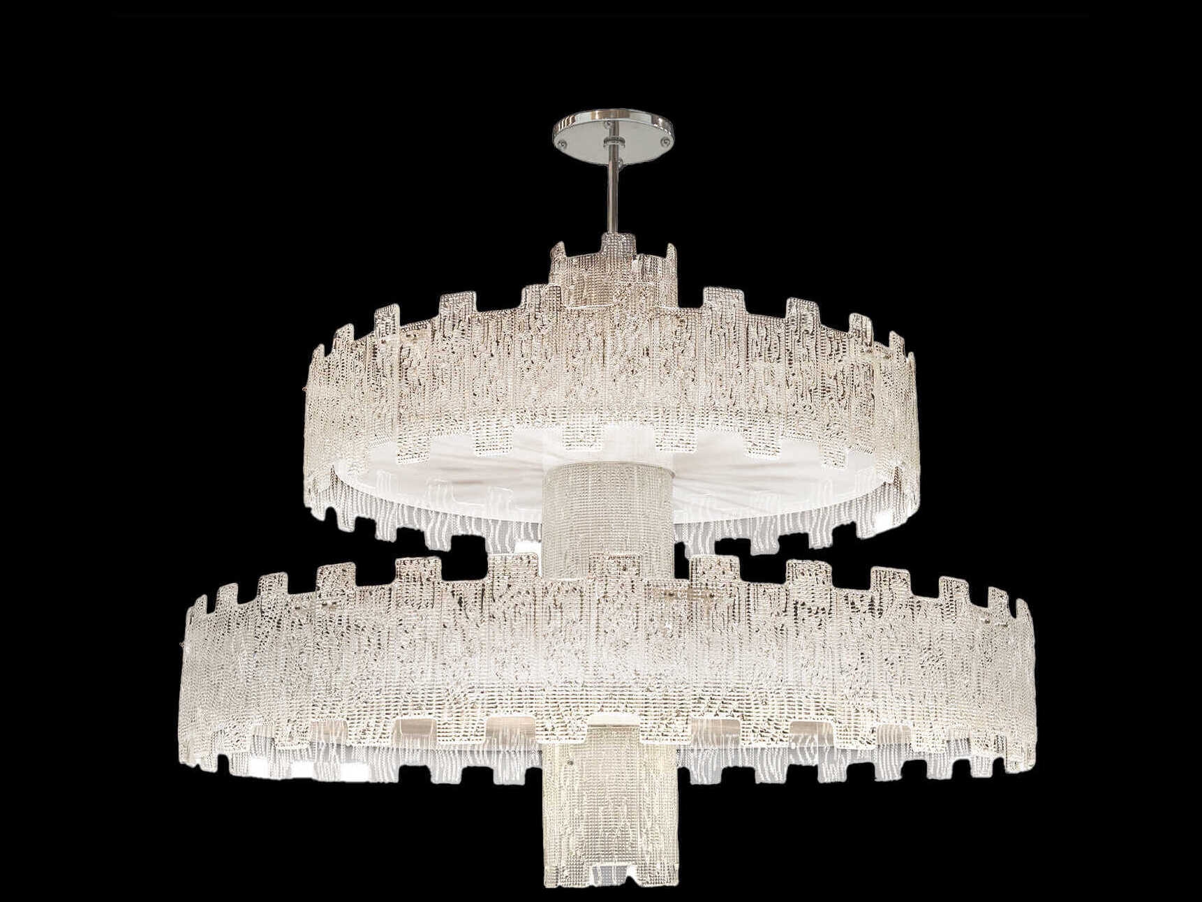 Fine Art Handcrafted Lighting Mariner Luxury 25-Light Polished Chrome White Tiered Chandelier