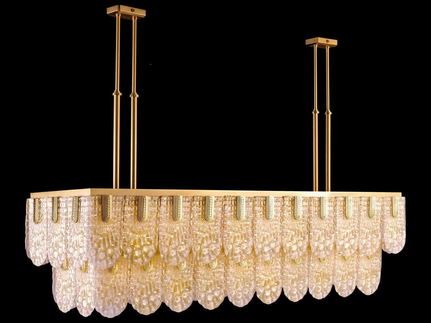 Fine Art Handcrafted Lighting Mariner Luxury 36-Light Antique Gold Plated Traditional Linear Tiered Island Pendant