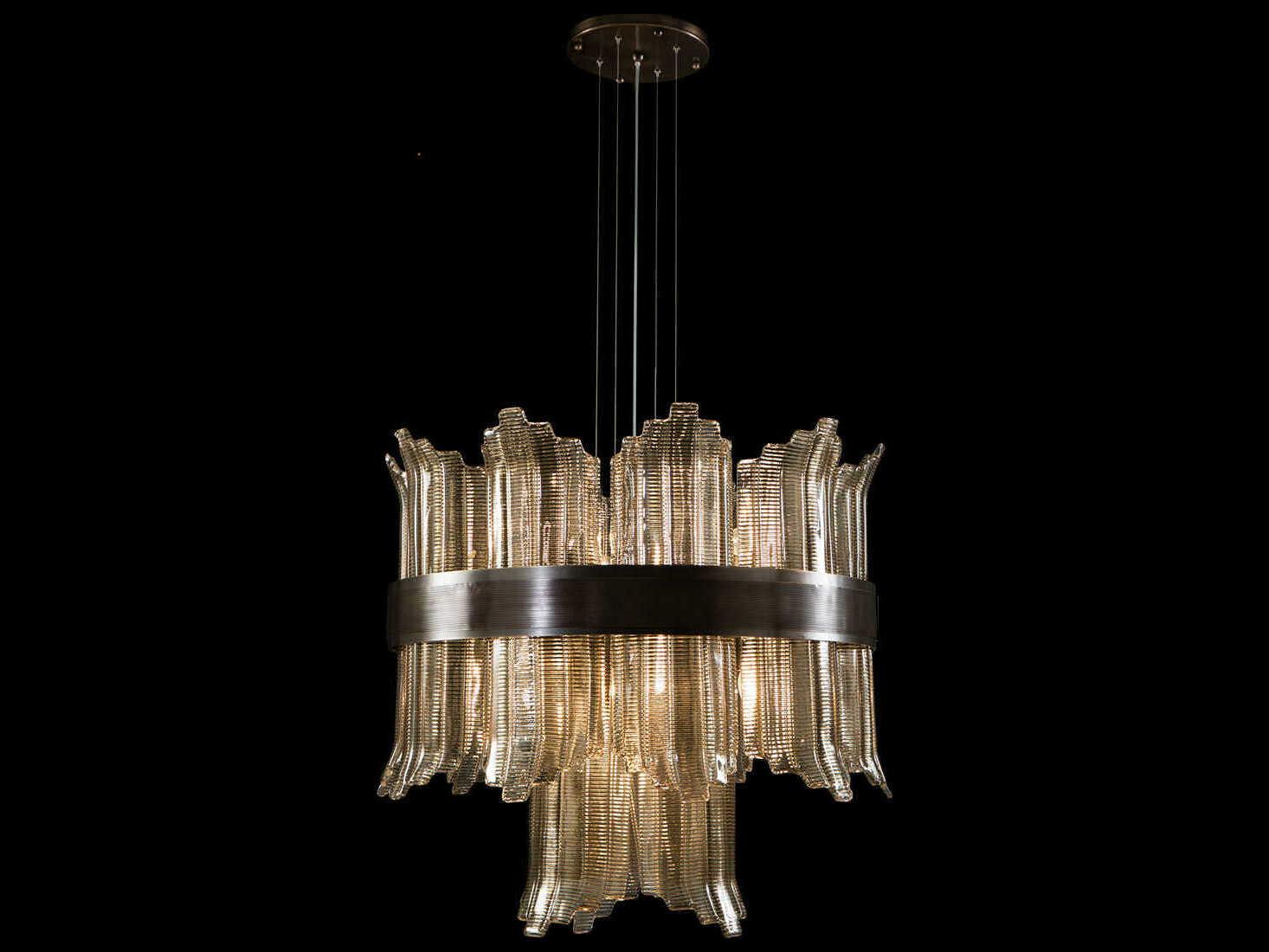 Fine Art Handcrafted Lighting Mariner Luxury 24-Light Brushed Bronze Drum Tiered Chandelier
