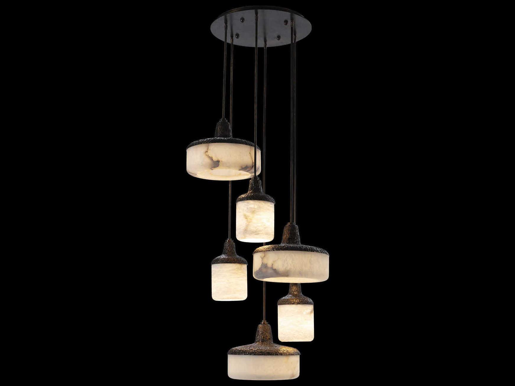 Fine Art Handcrafted Lighting Mariner Luxury 6-Light Brushed Bronze Tiered Pendant