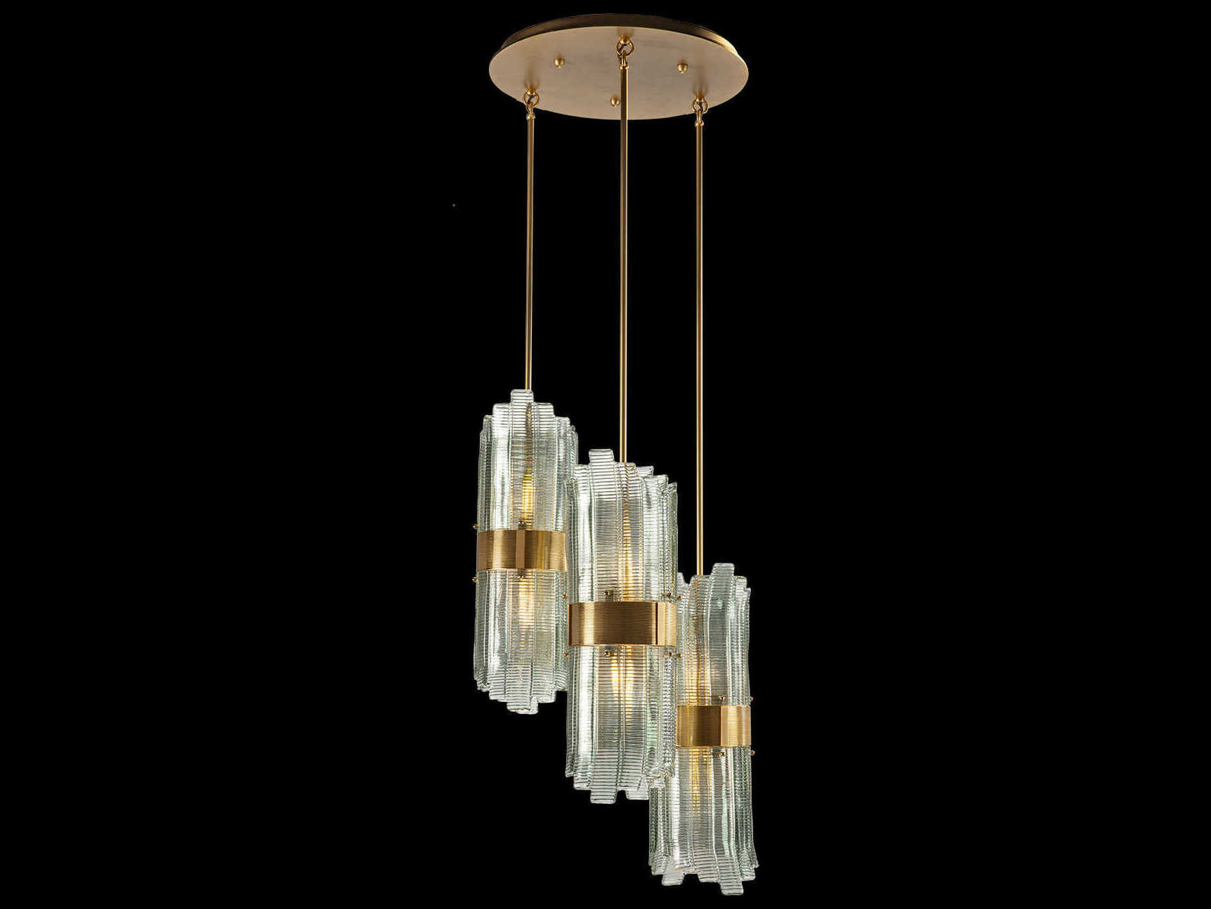 Fine Art Handcrafted Lighting Mariner Luxury 12-Light Antique Gold Plated Cylinder Tiered Pendant