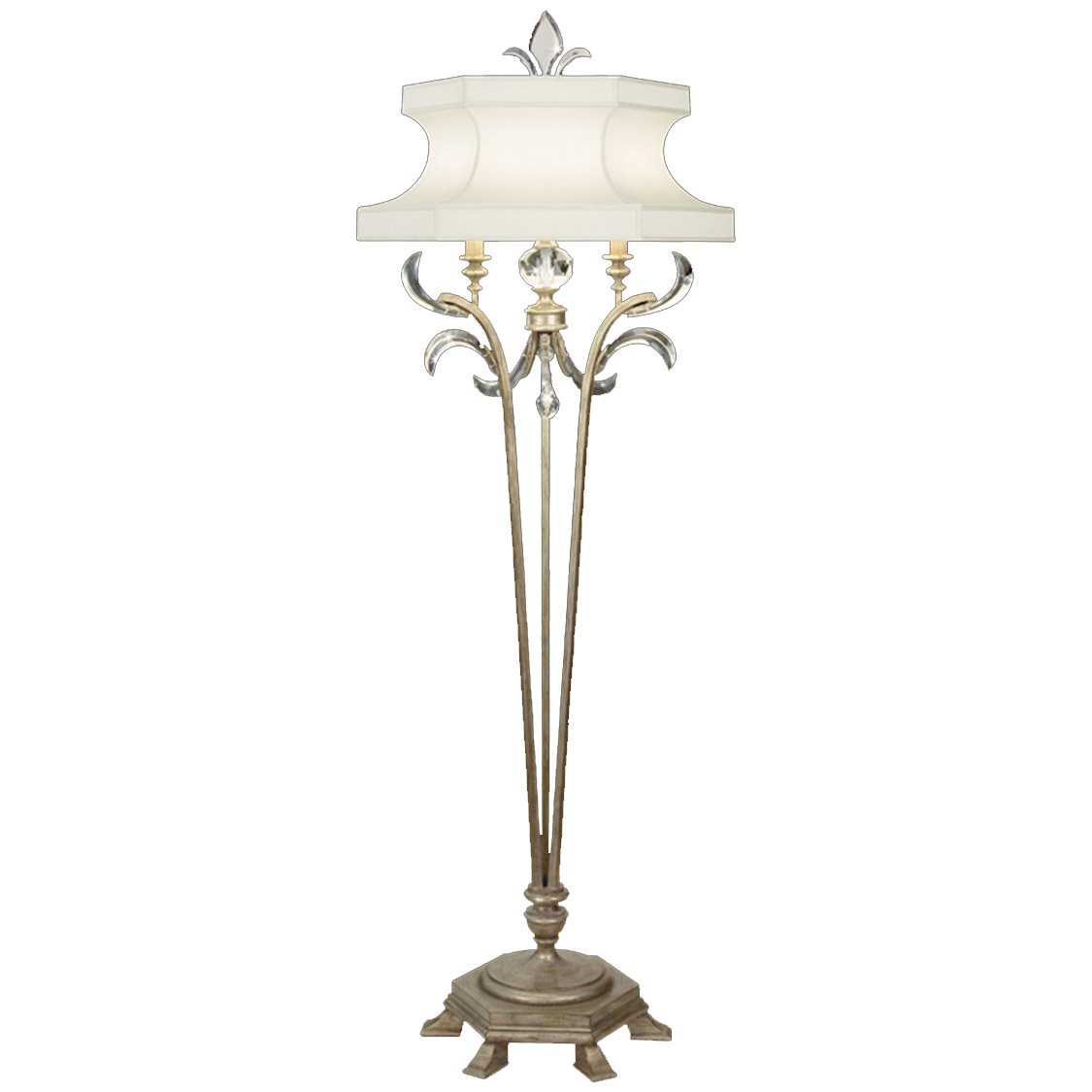 Fine Art Handcrafted Lighting Beveled Arcs Silver Crystal Floor Lamp