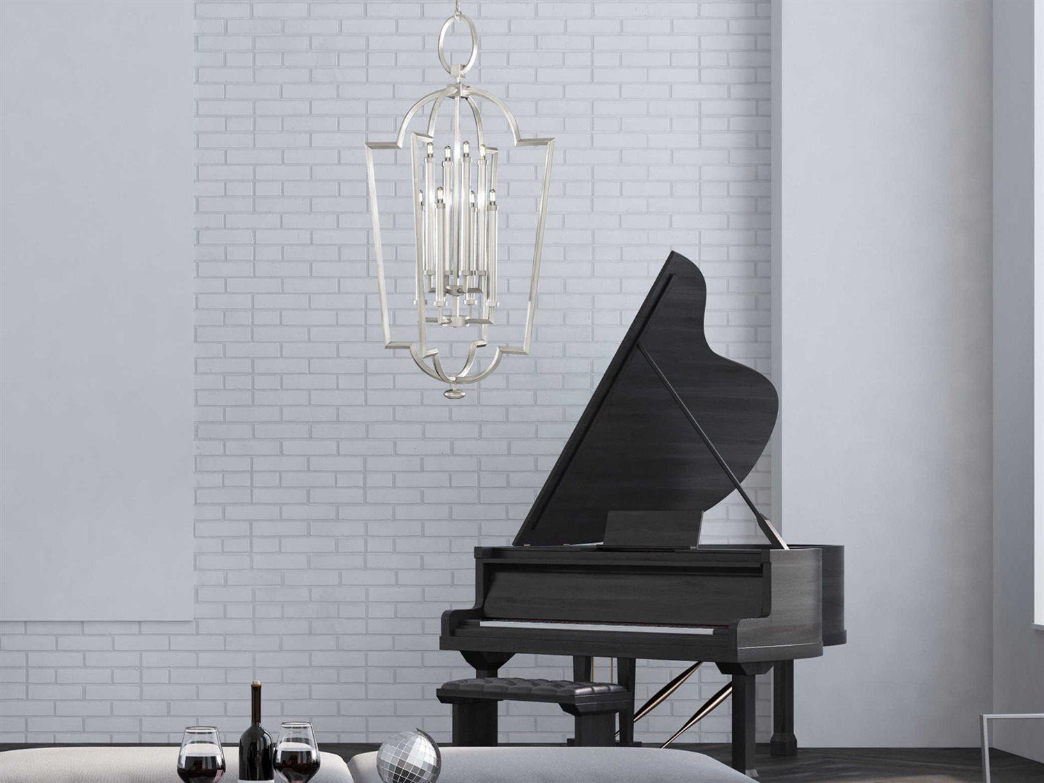 Fine Art Handcrafted Lighting Allegretto 8-Light Silver Leaf Candelabra Tiered Chandelier