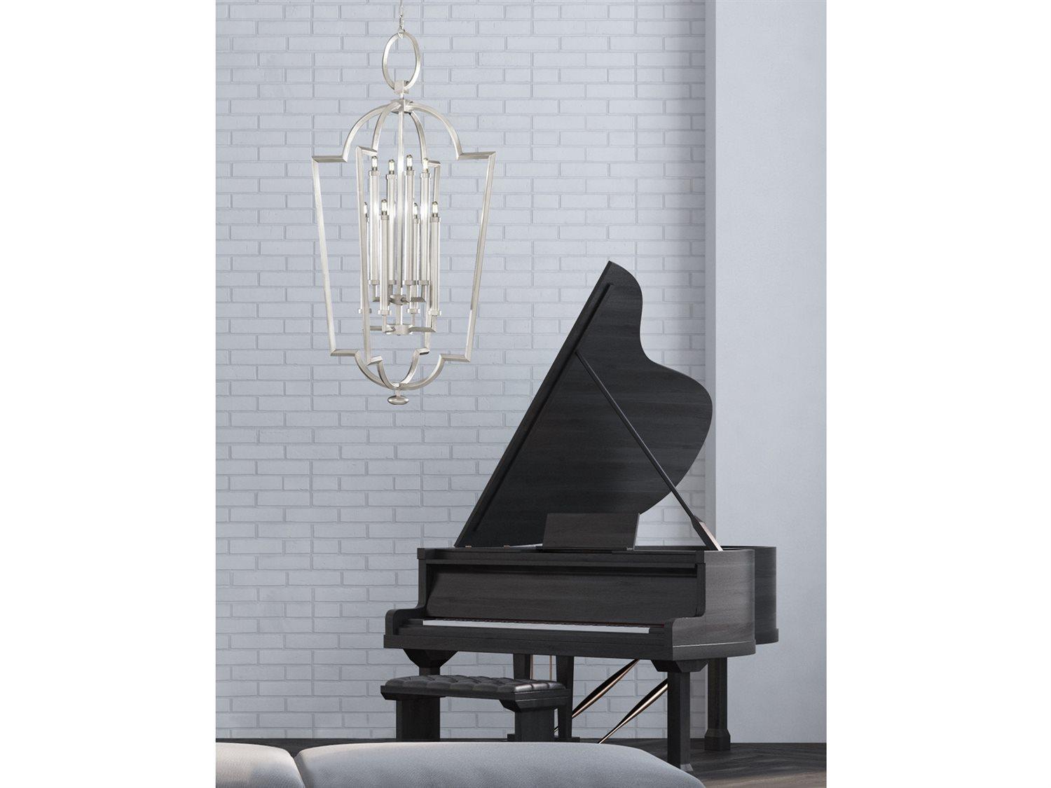 Fine Art Handcrafted Lighting Allegretto 8-Light Silver Leaf Candelabra Tiered Chandelier